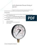 Method Statement For Hydrostatic Pressure Testing of Chilled Water Pipework