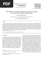 The in Uence of Welding Parameters On The Joint Strength of Resistance Spot-Welded Titanium Sheets