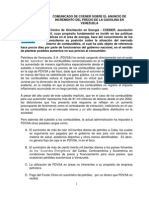 Comunicado de Coener Sobre El Anuncio de Incremento Del Precio de La Gasolina - 7 de Enero de 2014