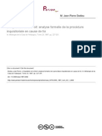 L'Inquisition Et Le Droit: Analyse Formelle de La Procédure Inquisitoriale en Cause de Foi (J.-P. Dedieu)