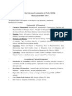 Syllabus For The Entrance Examination of PH.D./ M.Phil. Management DET-2014