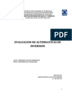 Evaluacion de Alternativas de Inversion