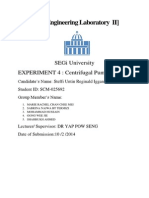 (Chemical Engineering Laboratory Ii) : Segi University Experiment 4: Centrifugal Pump