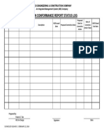 HSE Non Compliance Report Log Sheet