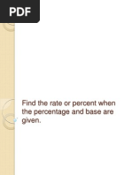 Find The Rate or Percent When The Percentage