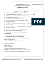 CBSE Class 6 Worksheet - Components of Food