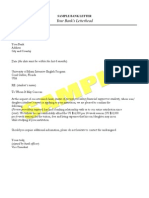 Sample Bank Letter