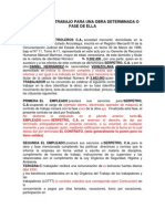 Contrato de Trabajo para Una Obra Determinada o Fase de Ella