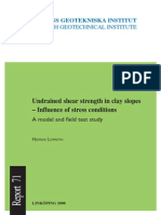 Undrained Shear Strength in Clay Slopes - Influence of Stress Conditions