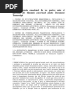 La Inteligencia Emocional de Los Padres Ante El Ejercicio Del Binomio Autoridad Afecto Document Transcript