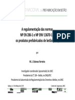 Betao A Regulamentacao Das Normas Portuguesas NP en 206 1 e NP ENV 13670 1 e Os Produtos Prefabricados de Betao