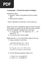 Cryptography - Classical Encryption Techniques Substitution Ciphers - Simplest: Replace