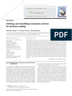 Defining & Classifying Ecosystem Services For Decision Making (Fisher Et Al 2009)