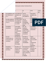 Rbrica para Evaluar Lectoescritura