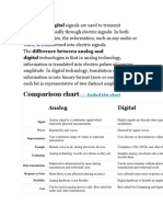 Comparison Chart: Analog and Digital Signals Are Used To Transmit