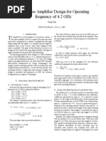 Low Noise Amplifier Design For Operating Frequency of 4.2 GHZ