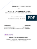 A Summer Training Project Report ON Study of Consumer Perception Regarding Panasonicrefrigerators"