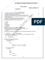 Sample Paper For Computer Science For Class 11: Time: 3hours Maximum Marks: 70