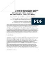 Development of An Uel Subroutine in Abaqus For A Fully Coupled Heat Transfer, Mass Diffusion and Stress Analysis. Implementation To Elastic Polymers