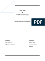 Term Paper On "Vehicles On Solar Energy": Section: C