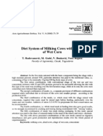 Diet System of Milking Cows With Sillage of Wet Corn