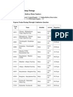 Coimbatore Railway Details and Timings