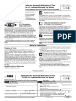 2013 Application For Automatic Extension of Time To File U.S. Individual Income Tax Return