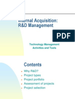 Internal Acquisition: R&D Management: Technology Management Activities and Tools