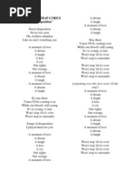 The Temper Trap Lyrics "Sweet Disposition": (Repeating Over The Next Verse 'Til The End:)