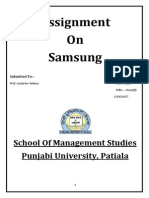 Assignment On Samsung: School of Management Studies Punjabi University, Patiala