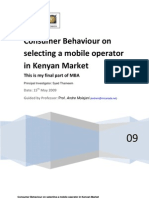 Consumer Behaviour Mobile Operator Kenya 