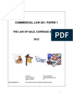 Commercial Law 201: Paper 1: The Law of Sale, Carriage & Lease