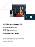 Unit Plan:Being Respectful: Submitted By: Pietra Jerome