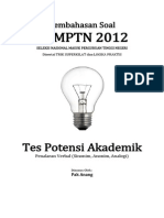 Pembahasan Soal SNMPTN 2012 Tes Potensi Akademik (Penalaran Verbal) Kode 613