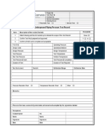 Underground Piping Pressure Test Record