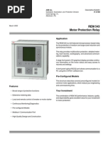 REM 543 Motor Protection Relay: Application