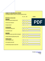 Example Fire Safety Maintenance Checklist: Daily Checks