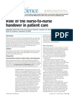 Role of The Nurse To Nurse Handover in Patient Care