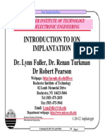 Introduction To Ion Implantation Dr. Lynn Fuller, Dr. Renan Turkman DR Robert Pearson