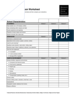 College Comparison Worksheet: School Characteristics