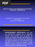 Metodo de Arnold para Dimensionar Separadores Verticales y