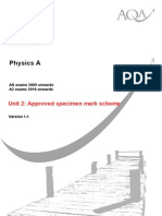 Physics A: Unit 2: Approved Specimen Mark Scheme