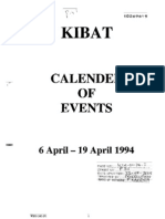 KIBAT - Calender of Events 6 April To 19 April 1994 - Rwanda