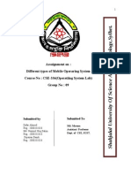 Assaignment On: Different Types of Mobile Operaring System Course No: CSE-336 (Operatiing System Lab) Group No: 09