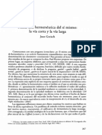 Hacia Una Hermenéutica Del Sí Mismo Jean Greisch