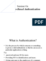 Biometrics-Based Authentication: Seminar On