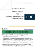 Amity School of Business BBA, 4th Semester ASB: Module 5: Verbal Ability & Reading Comprehensions