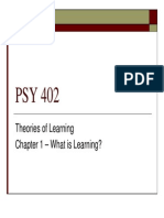 Theories of Learning Chapter 1 - What Is Learning?