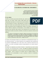 El Lugar de Los Valores en La Sociedad Del Conocimiento