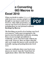 Convert Excel 2003 Macros To Excel 2010